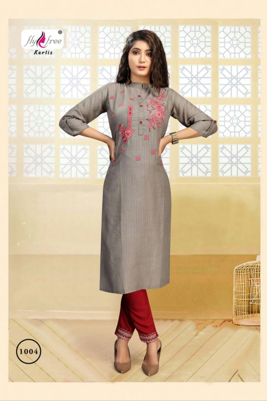 Fly Free Voilet 2 Heavy Rayon  Lurex With Embroideral Work Latest Fancy Designer Top With pant Collection